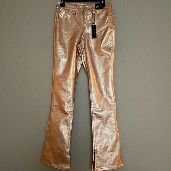 Express, Rose Gold, Size 2, Metallic Mid Rise Jeans - Picture 2 of 7